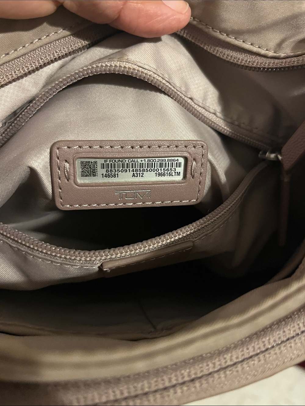 Tumi Mauve/Taupe Nylon Crossbody Shoulder Bag with Silver Hardware - Picture 3 of 6